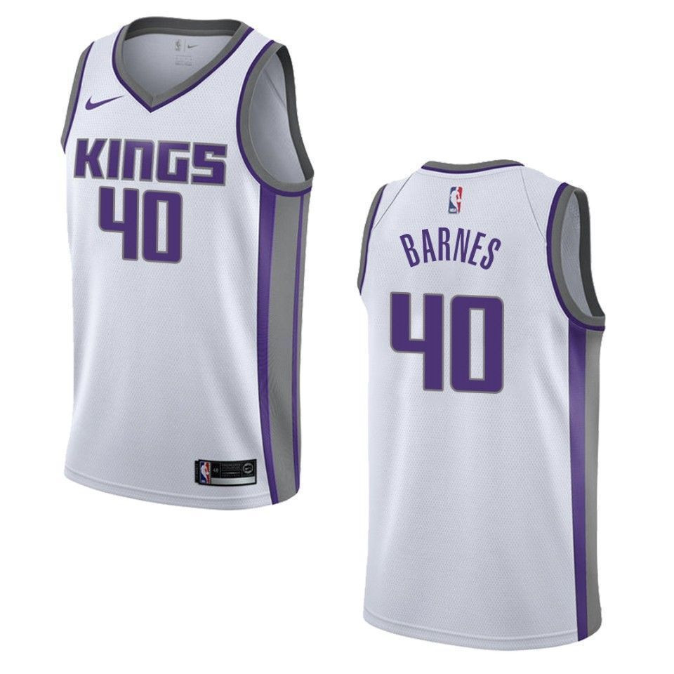Men's Sacramento Kings 40 Harrison Barnes Association Swingman Basketball Jersey - White - JS573 