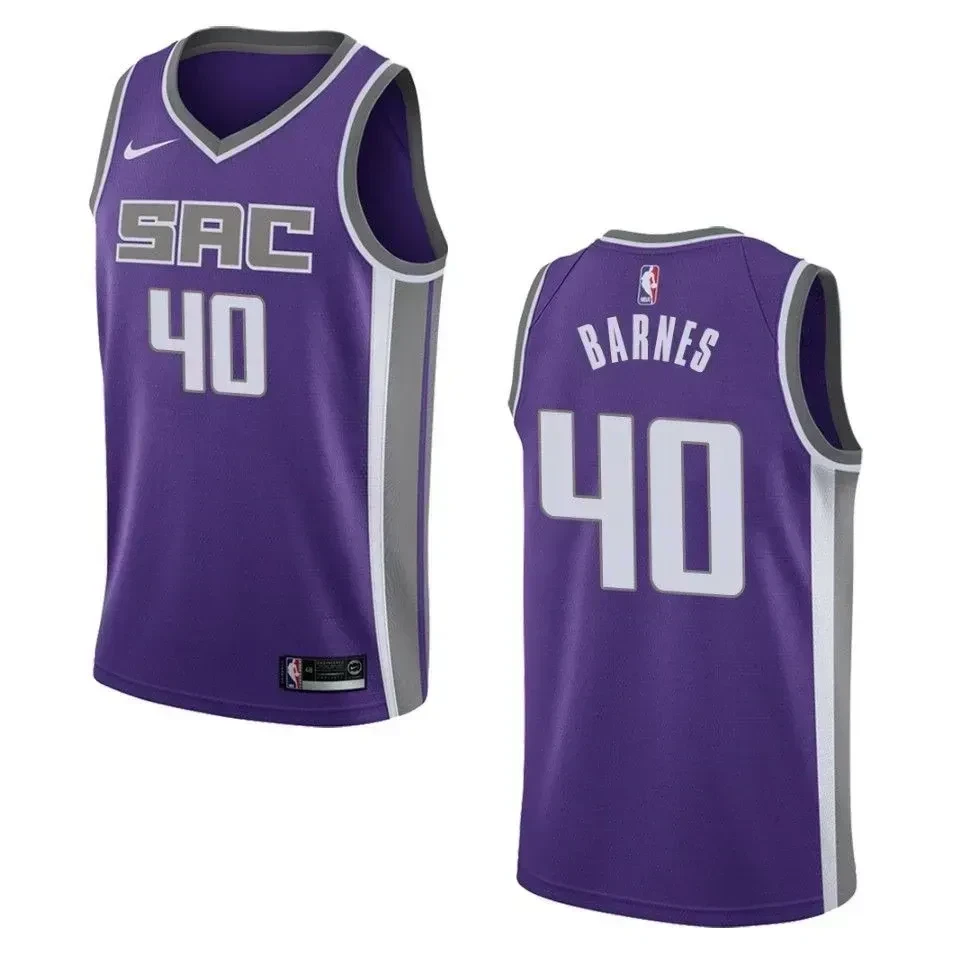 Men's Sacramento Kings 40 Harrison Barnes Icon Swingman Basketball Jersey - Purple - JS782 