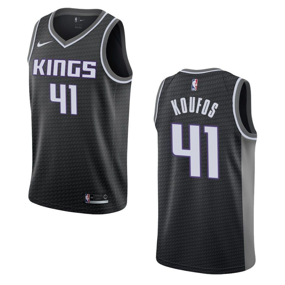 Men's Sacramento Kings 41 Kosta Koufos Statement Swingman Basketball Jersey - Black - JS229 