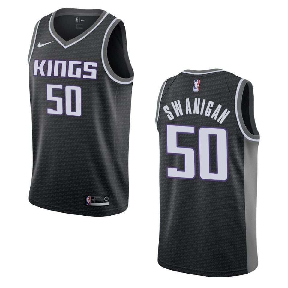 Men's Sacramento Kings 50 Caleb Swanigan Statement Swingman Basketball Jersey - Black - JS577 