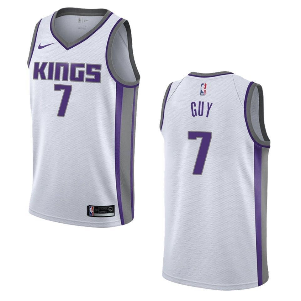 Men's Sacramento Kings 7 Kyle Guy Association Swingman Basketball Jersey - White - JS608 