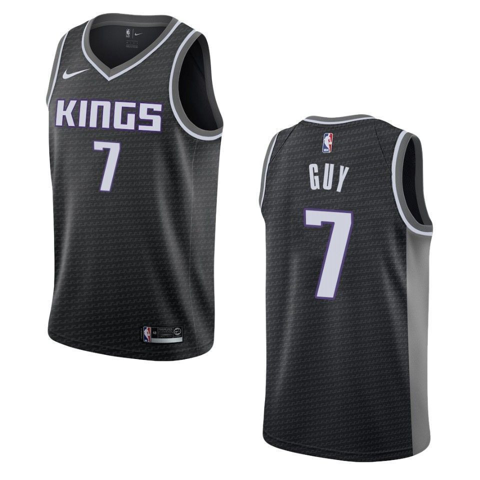Men's Sacramento Kings 7 Kyle Guy Statement Swingman Basketball Jersey - Black - JS149 