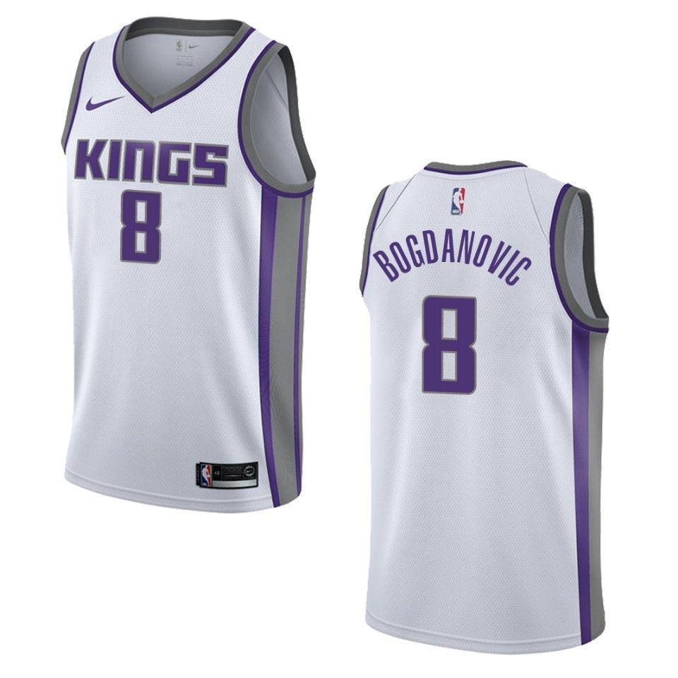 Men's Sacramento Kings 8 Bogdan Bogdanovic Association Swingman Basketball Jersey - White - JS325 