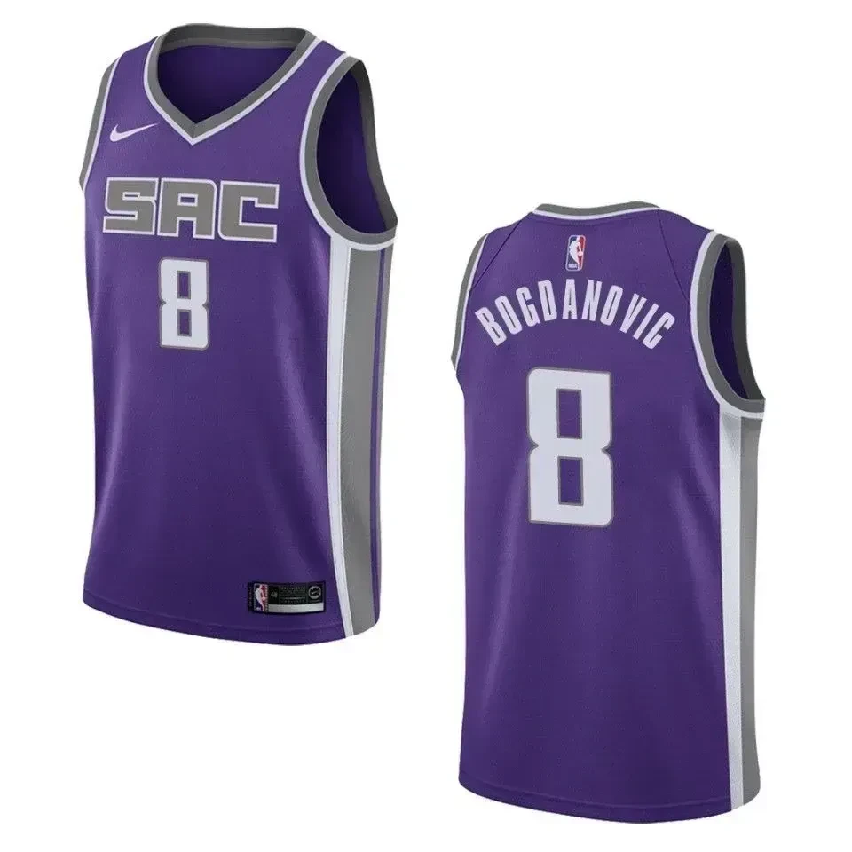 Men's Sacramento Kings 8 Bogdan Bogdanovic Icon Swingman Basketball Jersey - Purple - JS525 