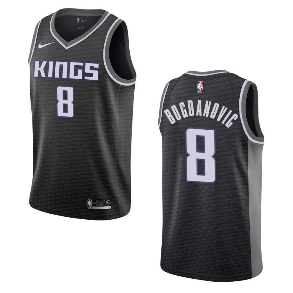 Men's Sacramento Kings 8 Bogdan Bogdanovic Statement Swingman Basketball Jersey - Black - JS941 