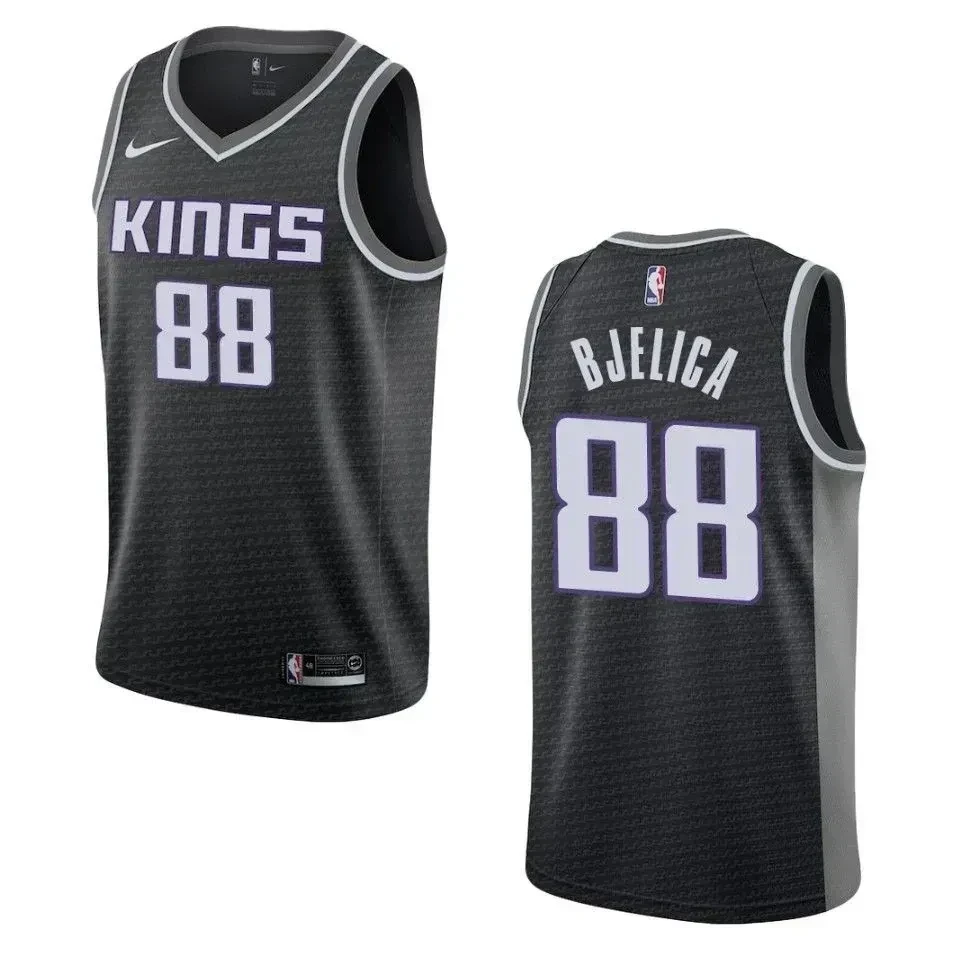 Men's Sacramento Kings 88 Nemanja Bjelica Statement Swingman Basketball Jersey - Black - JS978 