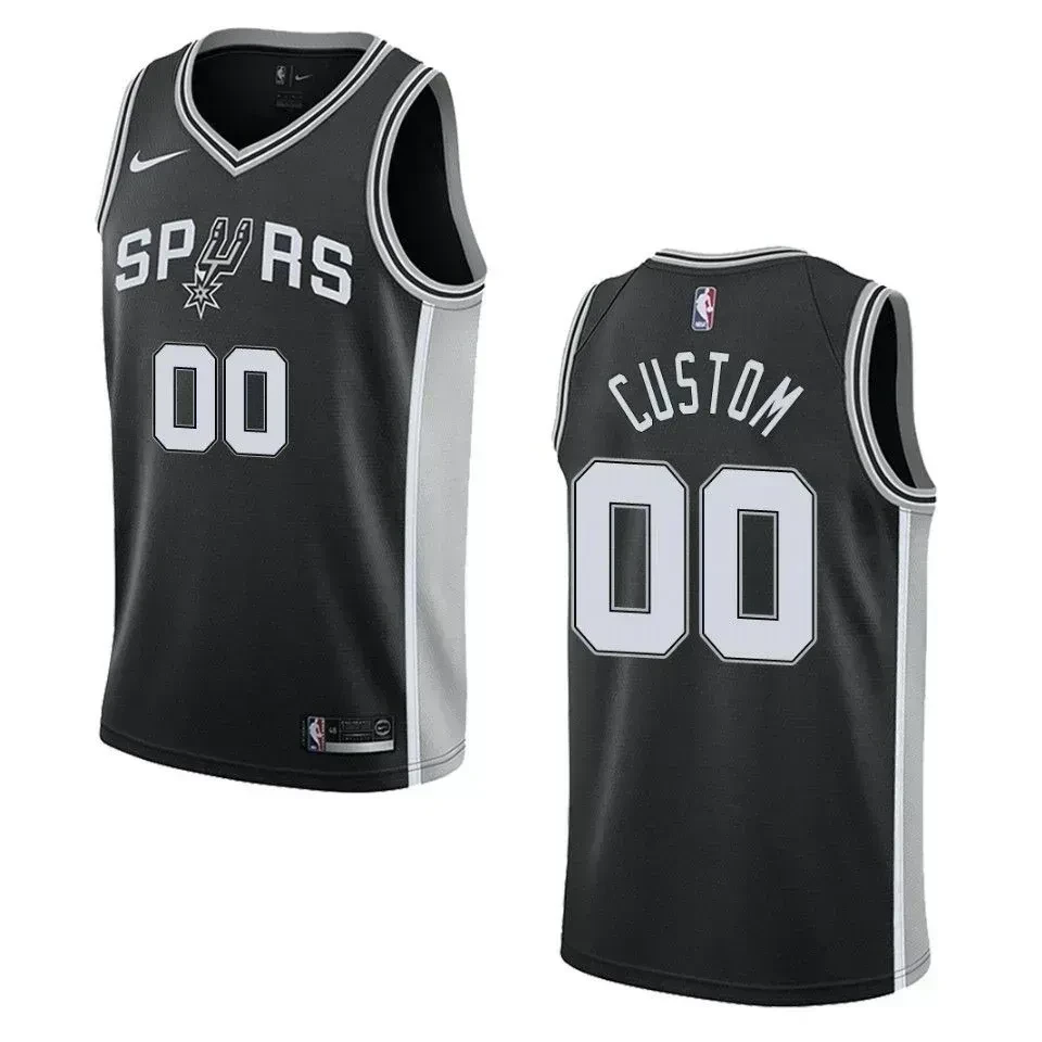 Men's San Antonio Spurs 00 Custom Icon Swingman Basketball Jersey - Black - JS641 