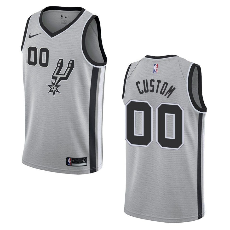 Men's San Antonio Spurs 00 Custom Statement Swingman Basketball Jersey - Silver - JS725 