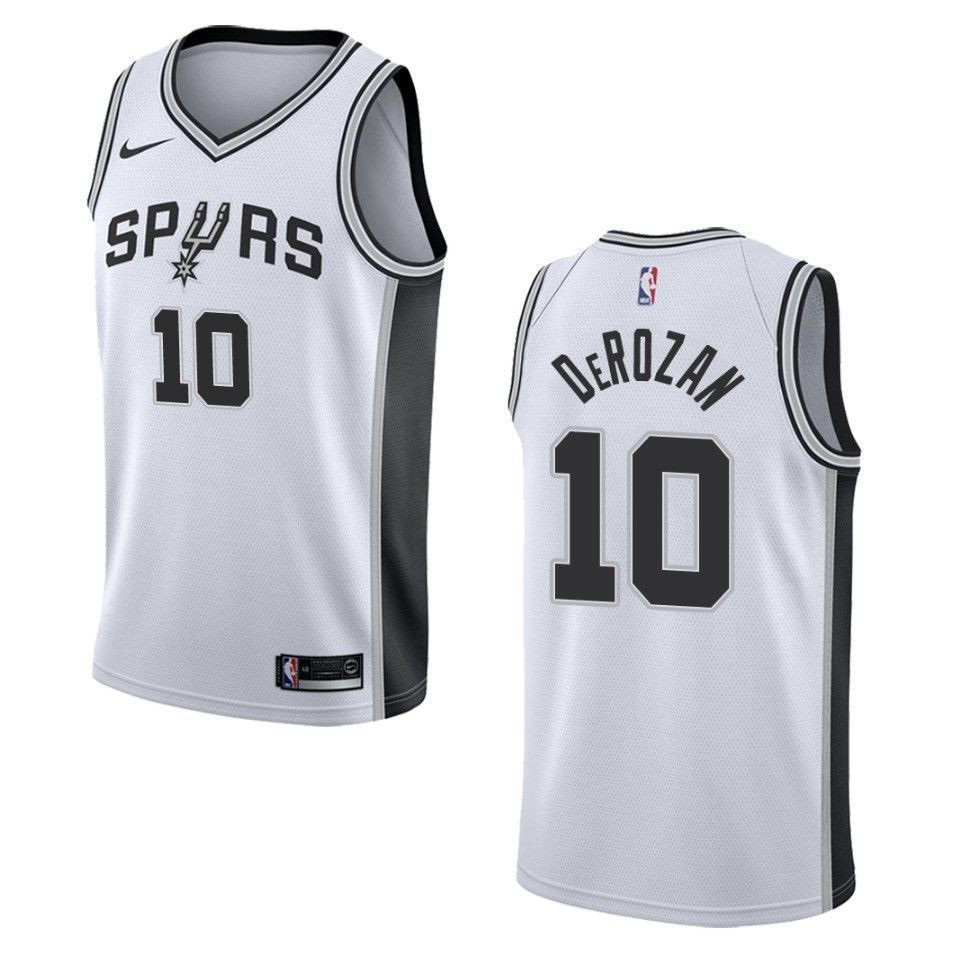 Men's San Antonio Spurs 10 Demar Derozan Association Swingman Basketball Jersey - White - JS360 