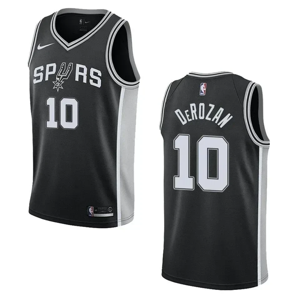 Men's San Antonio Spurs 10 Demar Derozan Icon Swingman Basketball Jersey - Black - JS312 