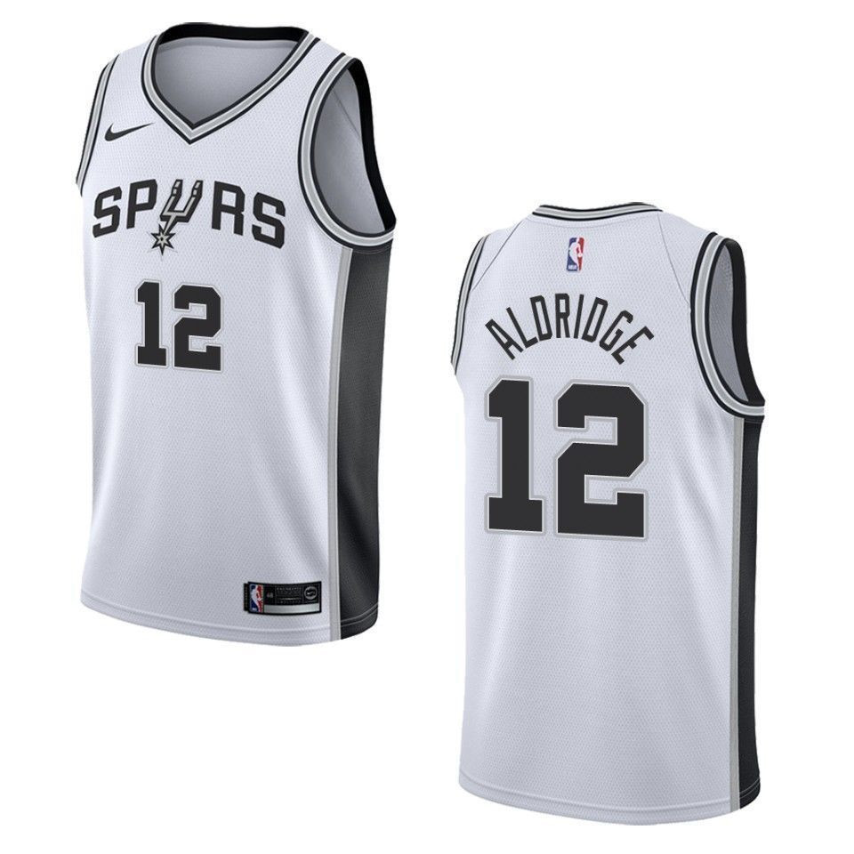 Men's San Antonio Spurs 12 Lamarcus Aldridge Association Swingman Basketball Jersey - White - JS990 