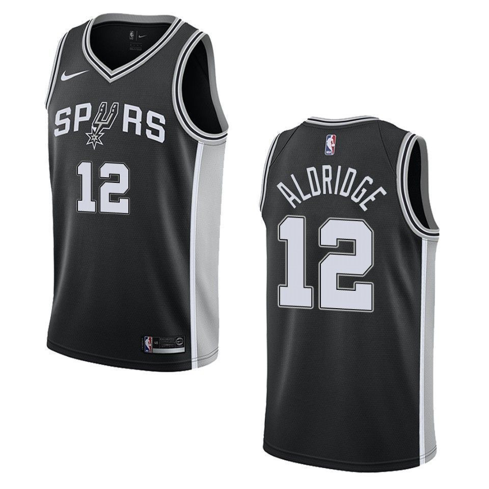Men's San Antonio Spurs 12 Lamarcus Aldridge Icon Swingman Basketball Jersey - Black - JS792 