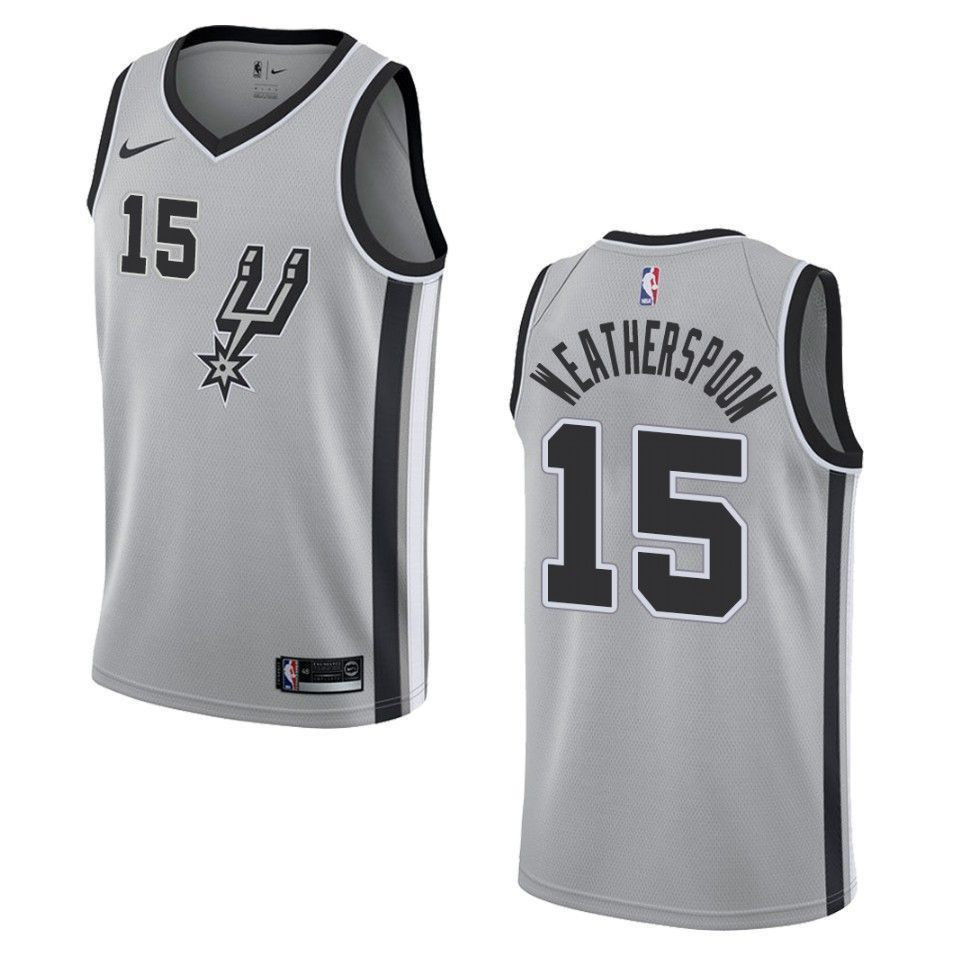 Men's San Antonio Spurs 15 Quinndary Weatherspoon Statement Swingman Basketball Jersey - Gray - JS114 