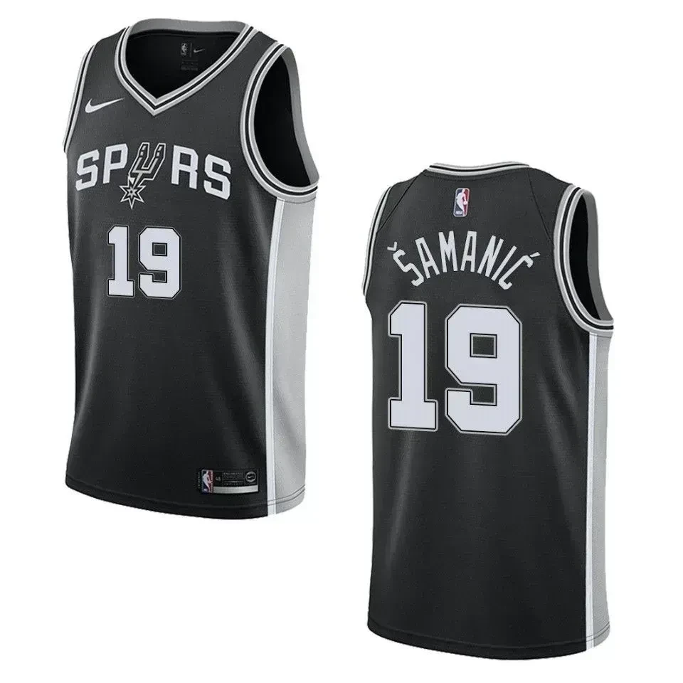 Men's San Antonio Spurs 19 Luka Samanic Icon Swingman Basketball Jersey - Black - JS269 