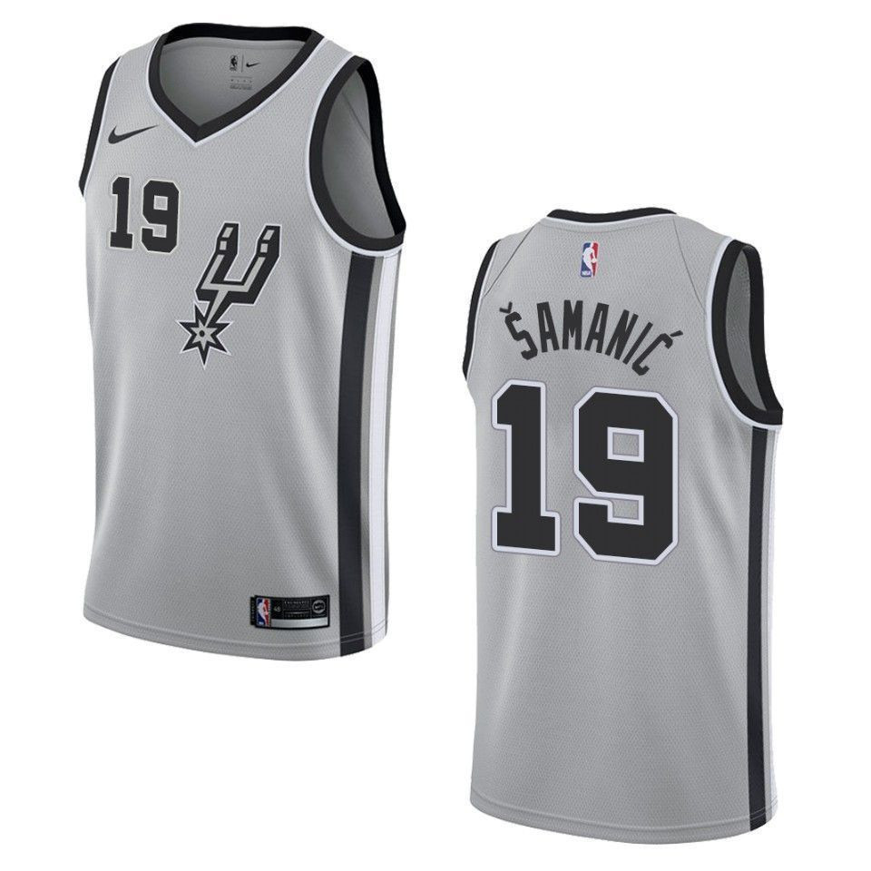 Men's San Antonio Spurs 19 Luka Samanic Statement Swingman Basketball Jersey - Gray - JS598 