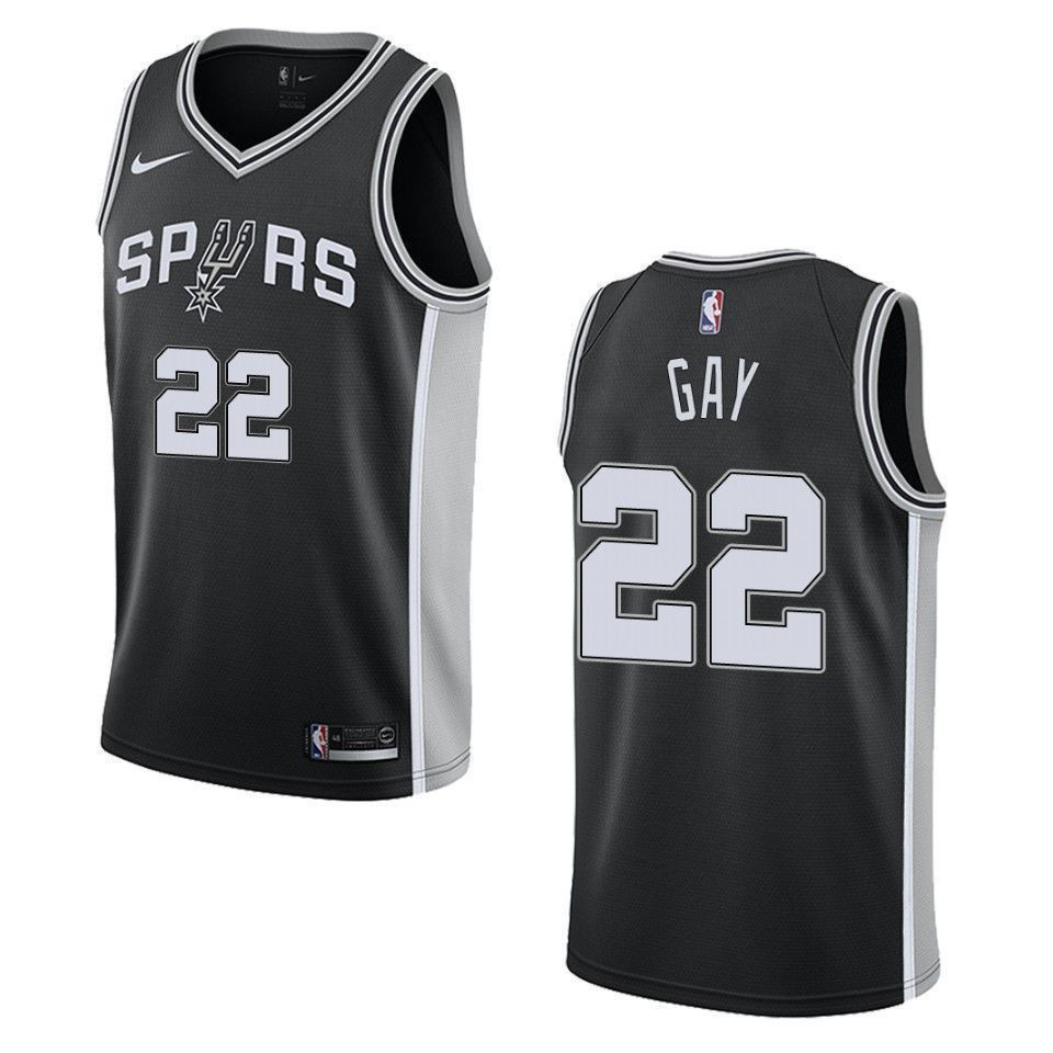 Men's San Antonio Spurs 22 Rudy Gay Icon Swingman Basketball Jersey - Black - JS549 