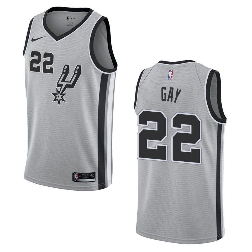 Men's San Antonio Spurs 22 Rudy Gay Statement Swingman Basketball Jersey - Silver - JS996 