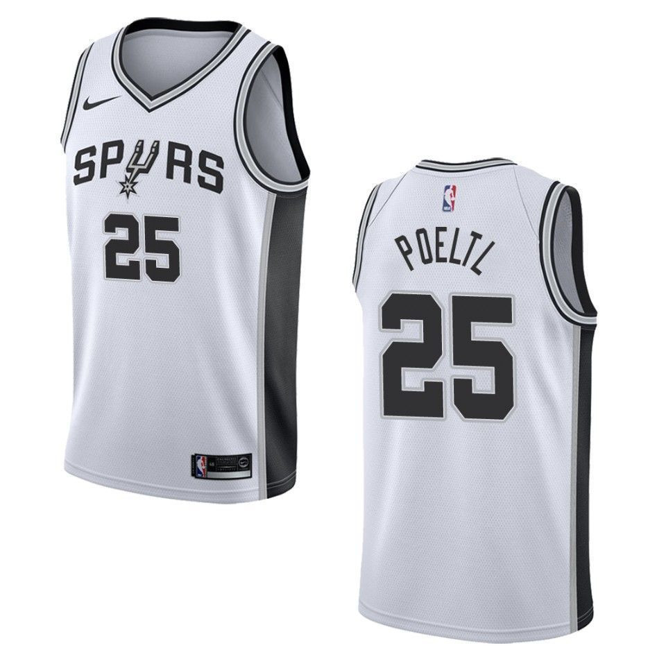 Men's San Antonio Spurs 25 Jakob Poeltl Association Swingman Basketball Jersey - White - JS910 