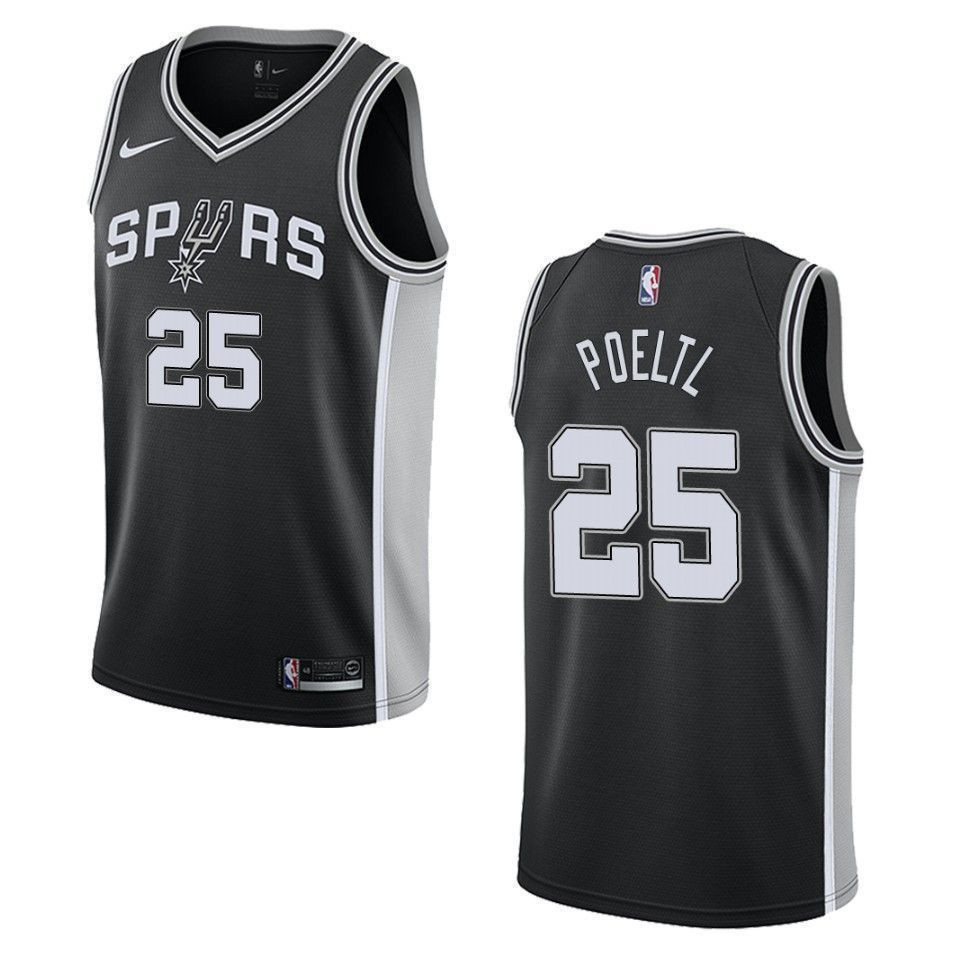 Men's San Antonio Spurs 25 Jakob Poeltl Icon Swingman Basketball Jersey - Black - JS746 