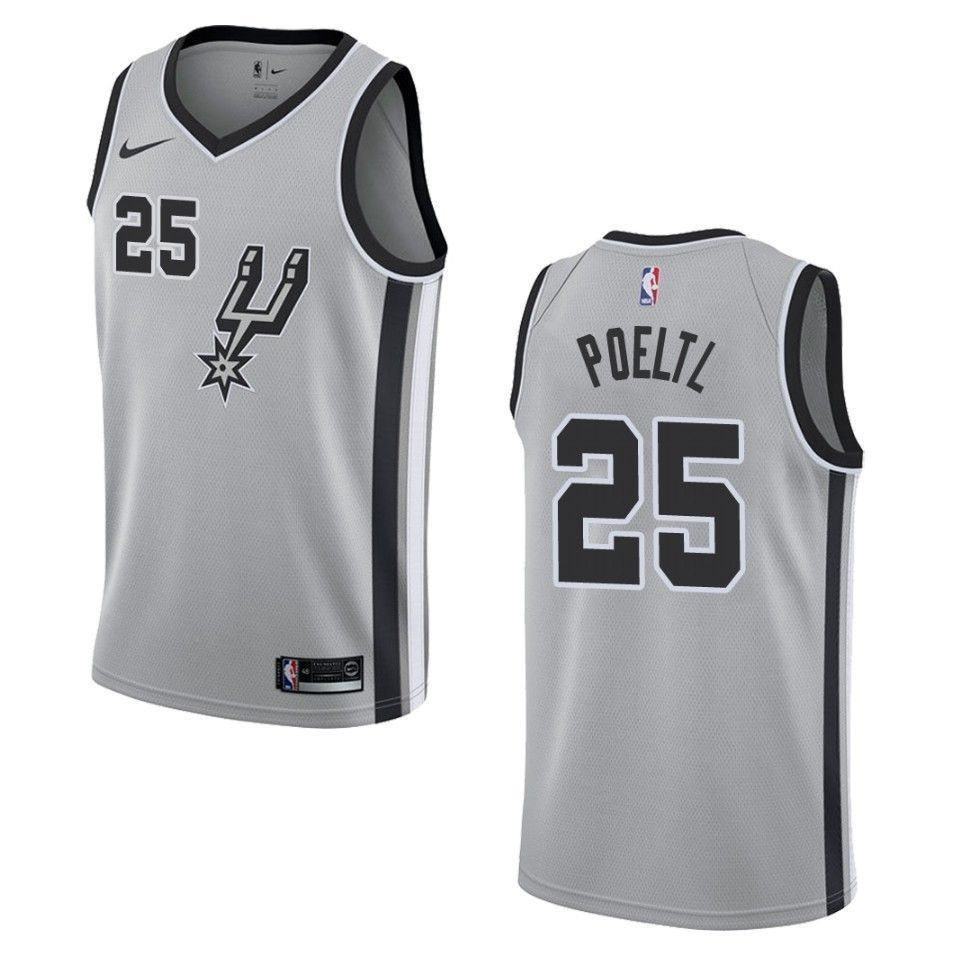 Men's San Antonio Spurs 25 Jakob Poeltl Statement Swingman Basketball Jersey - Silver - JS639 