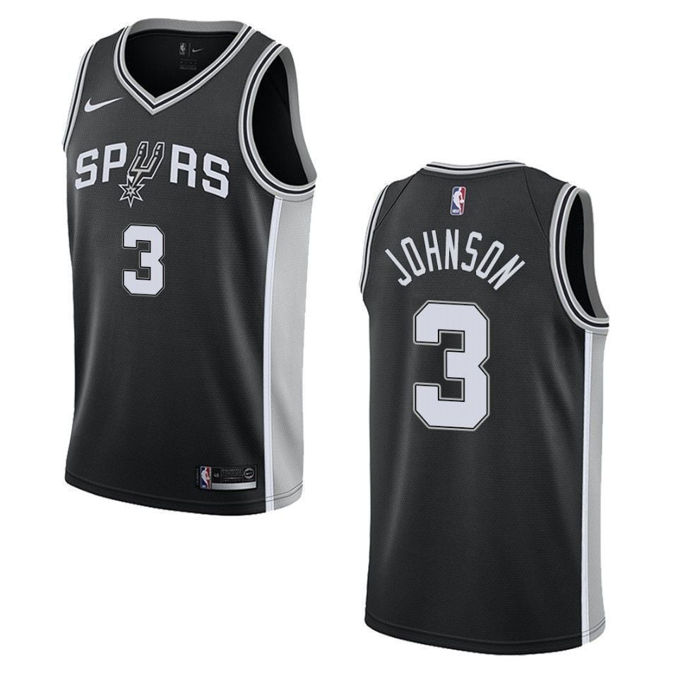 Men's San Antonio Spurs 3 Keldon Johnson Icon Swingman Basketball Jersey - Black - JS586 