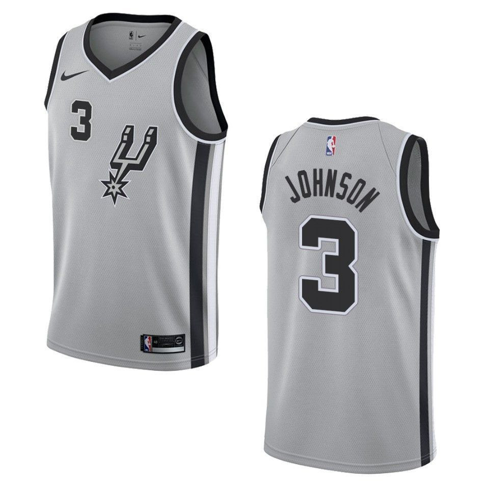 Men's San Antonio Spurs 3 Keldon Johnson Statement Swingman Basketball Jersey - Gray - JS597 