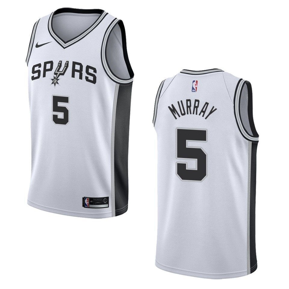 Men's San Antonio Spurs 5 Dejounte Murray Association Swingman Basketball Jersey - White - JS681 
