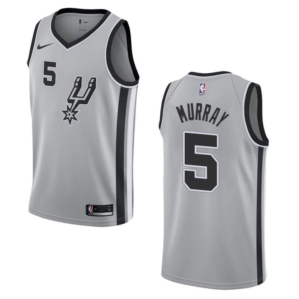 Men's San Antonio Spurs 5 Dejounte Murray Statement Swingman Basketball Jersey - Silver - JS613 