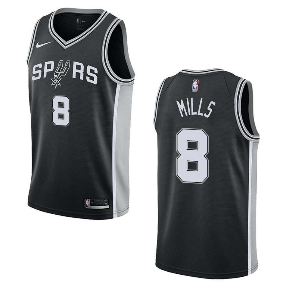 Men's San Antonio Spurs 8 Patty Mills Icon Swingman Basketball Jersey - Black - JS570 
