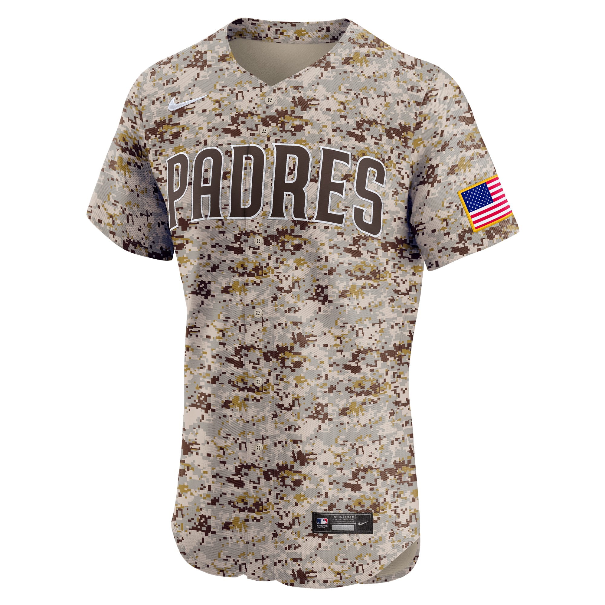 Alternative view of Men's San Diego Padres Brown Alternate Vapor Premier Elite Patch Baseball Jersey 