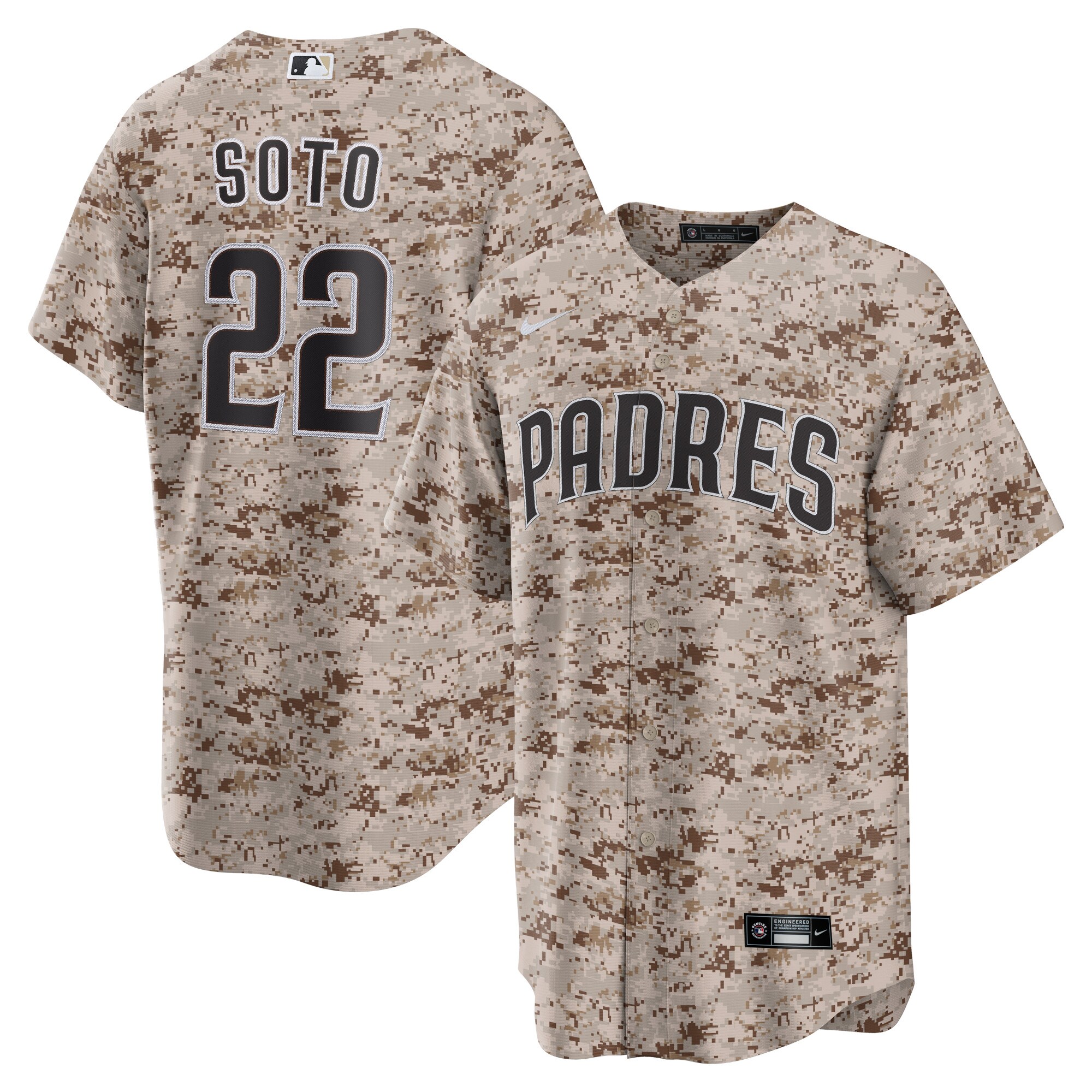 Men's San Diego Padres Juan Soto Camo USMC Alternate Player Baseball Jersey 
