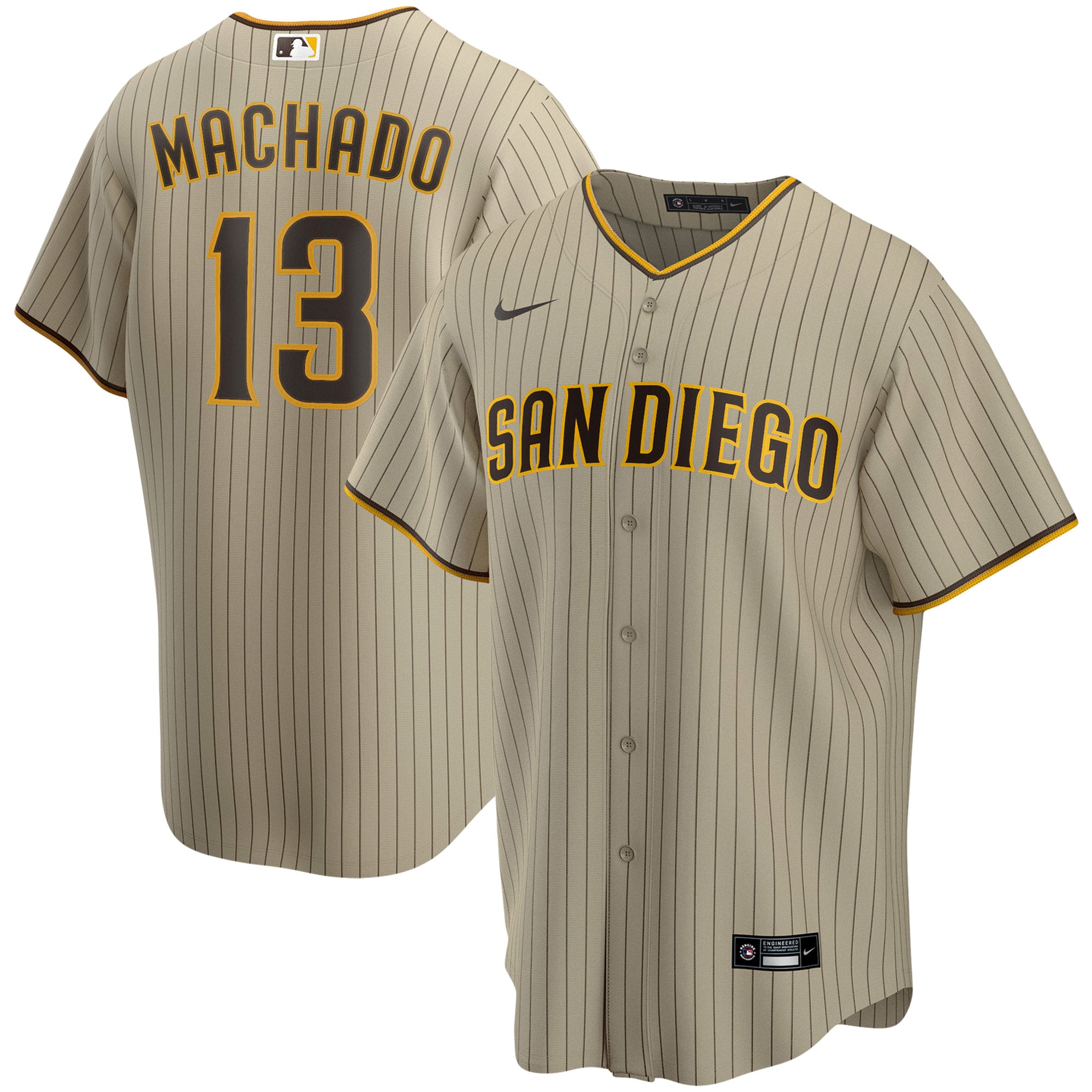 Men's San Diego Padres Manny Machado Tan Alternate Player Baseball Jersey 