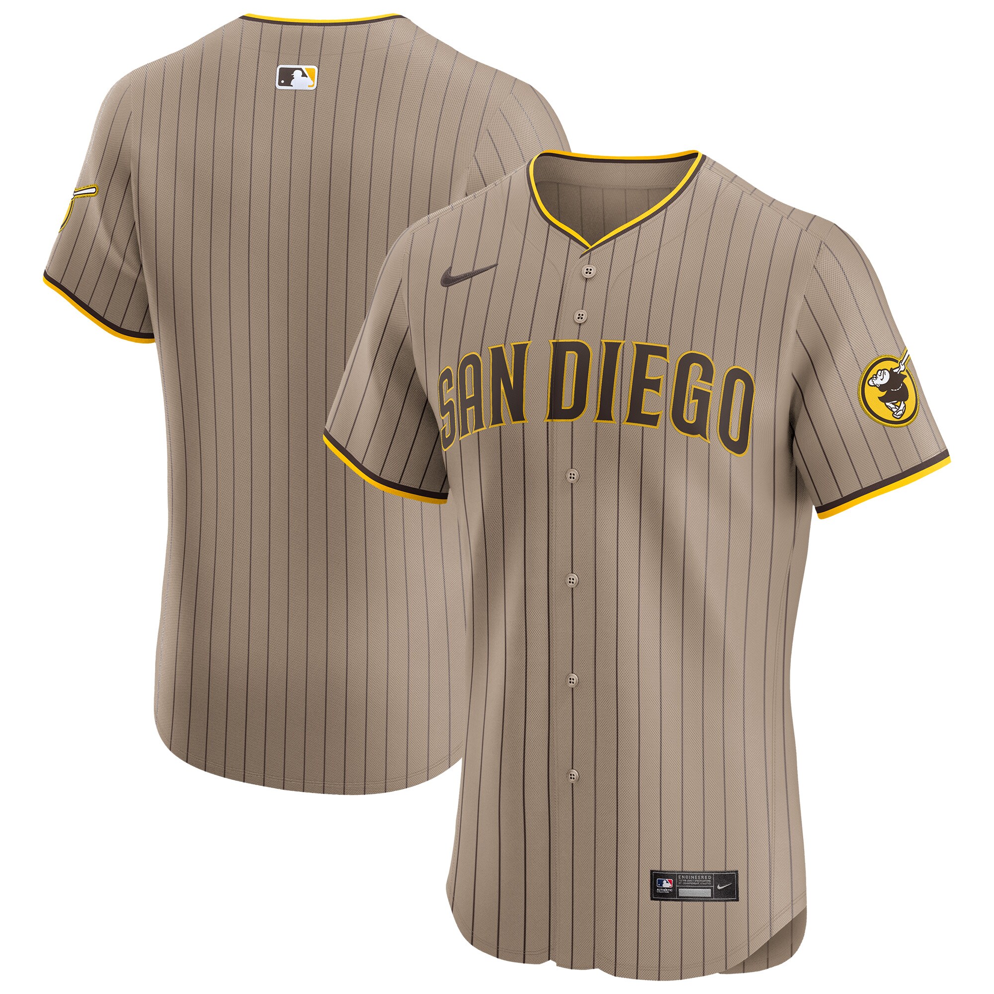 Men's San Diego Padres Sand Alternate Vapor Premier Elite Patch Baseball Jersey 