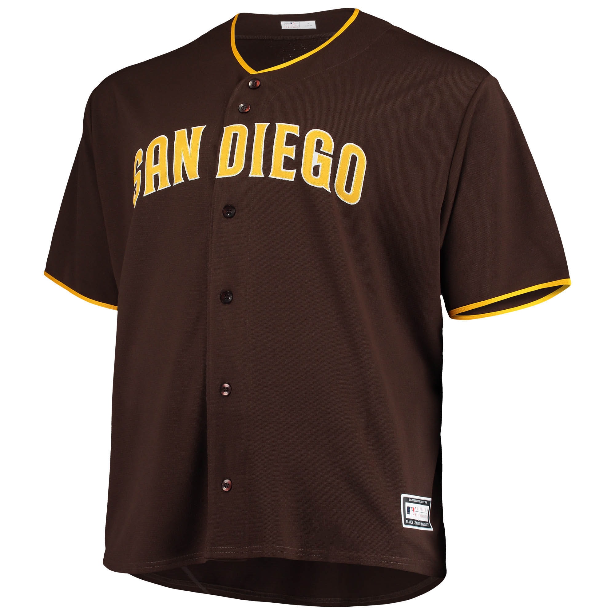Alternative view of Men's San Diego Padres Sand/Brown Big & Tall Alternate Team Baseball Jersey 