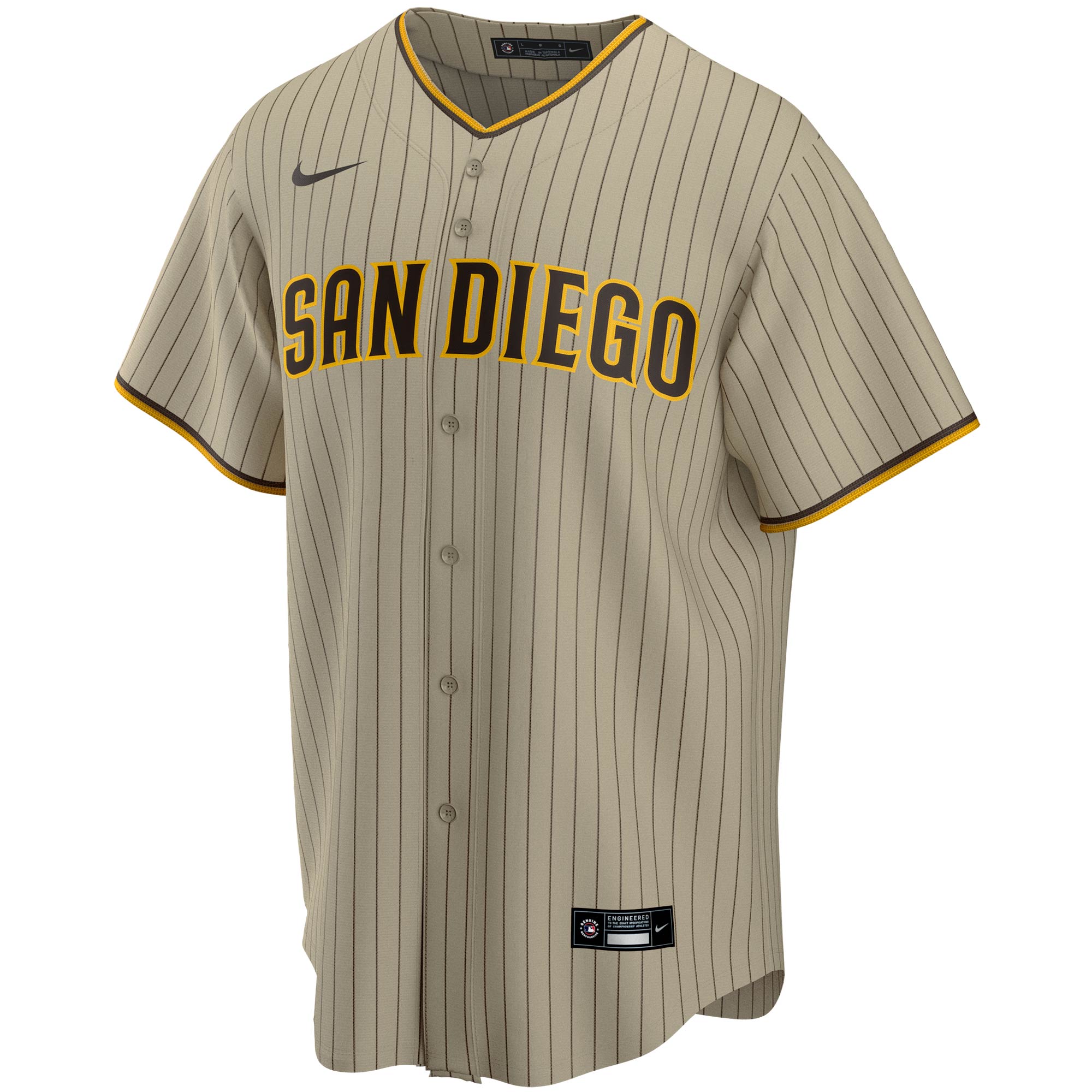 Alternative view of Men's San Diego Padres Tan Alternate Team Baseball Jersey 