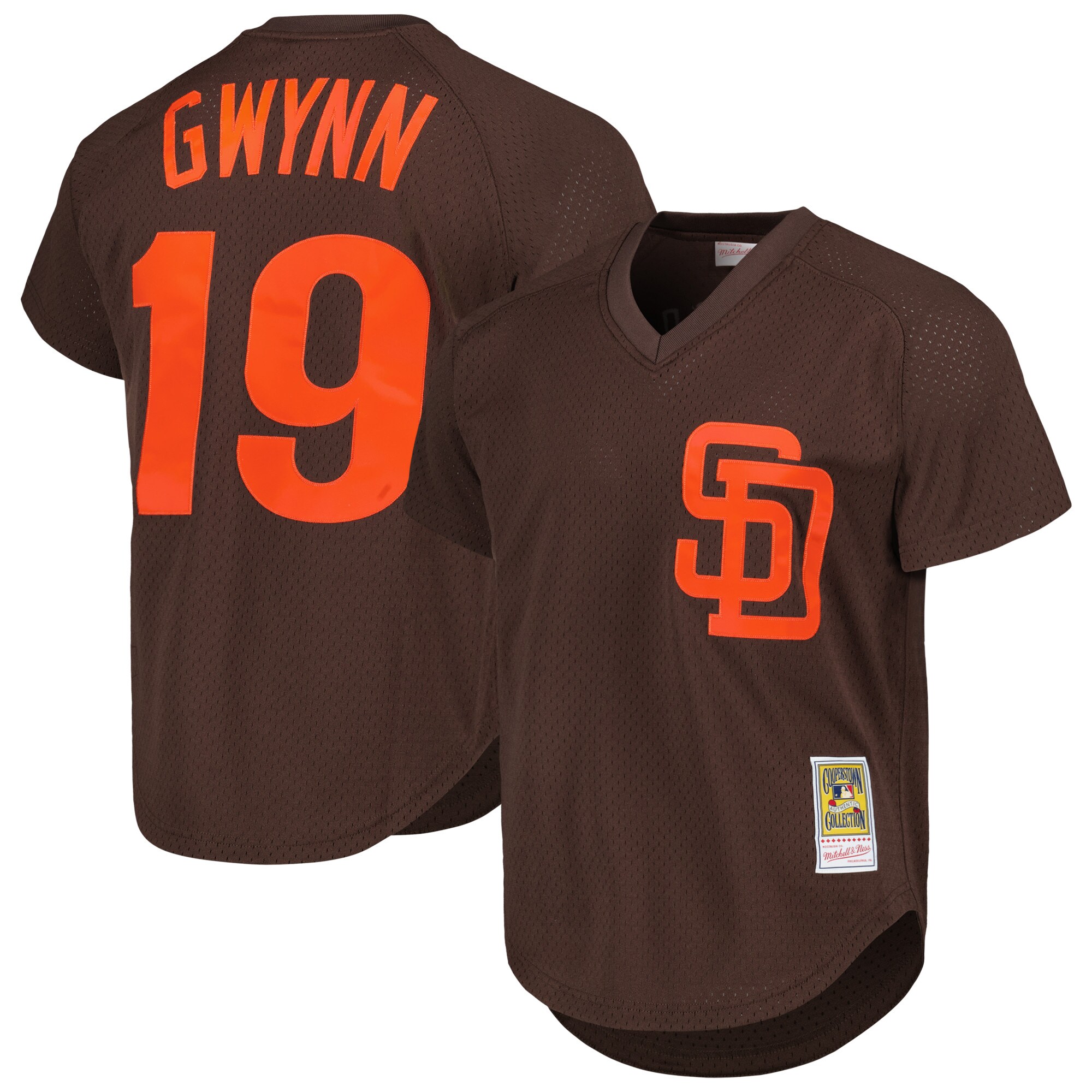 Men's San Diego Padres Tony Gwynn Mitchell & Ness Brown 1985 Cooperstown Collection Mesh Batting Practice Baseball Jersey 