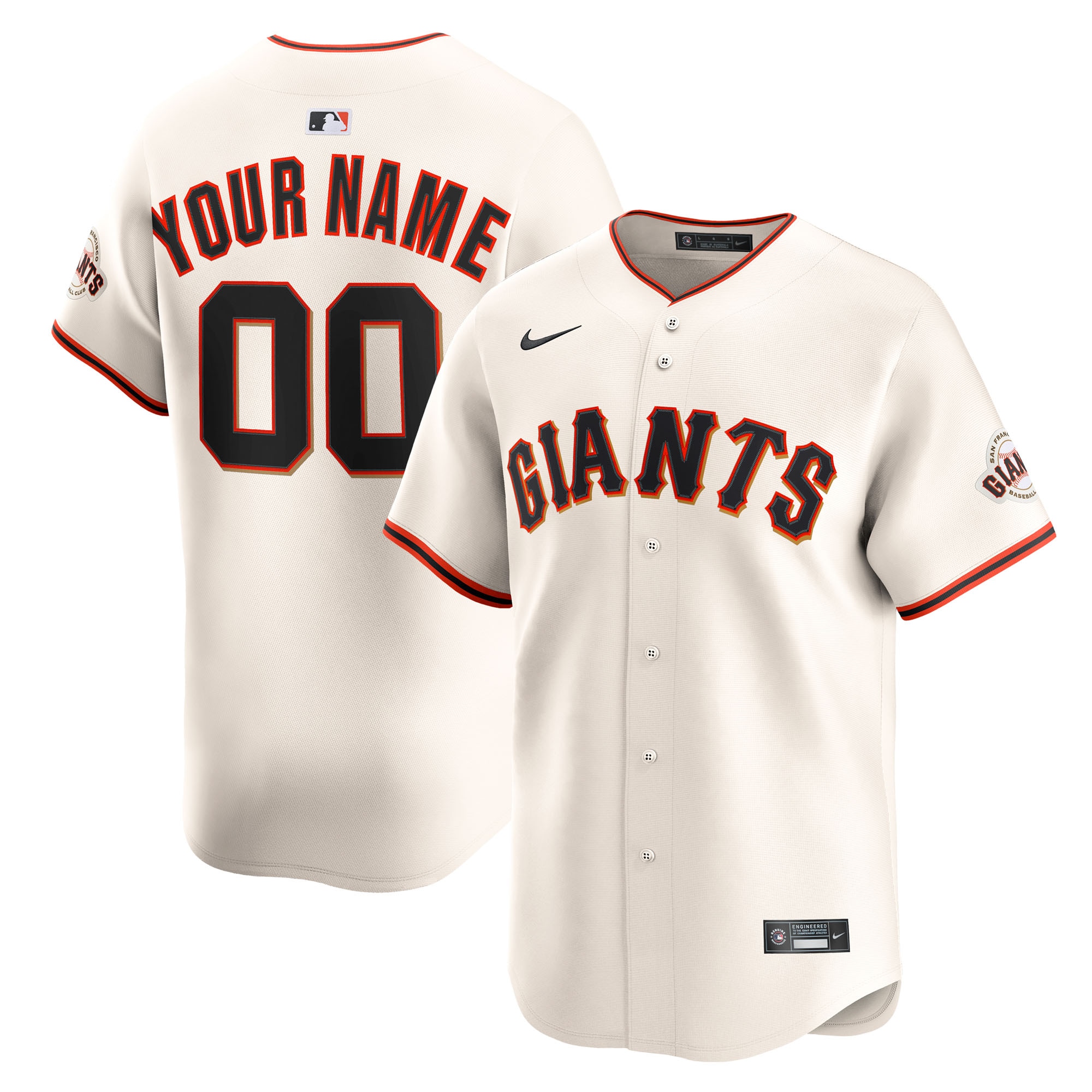 Men's San Francisco Giants Cream Home Limited Custom Baseball Jersey 