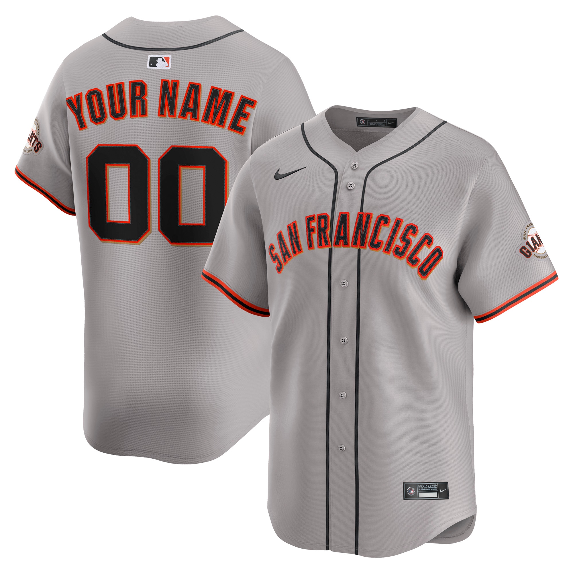 Men's San Francisco Giants Gray Away Limited Custom Baseball Jersey 