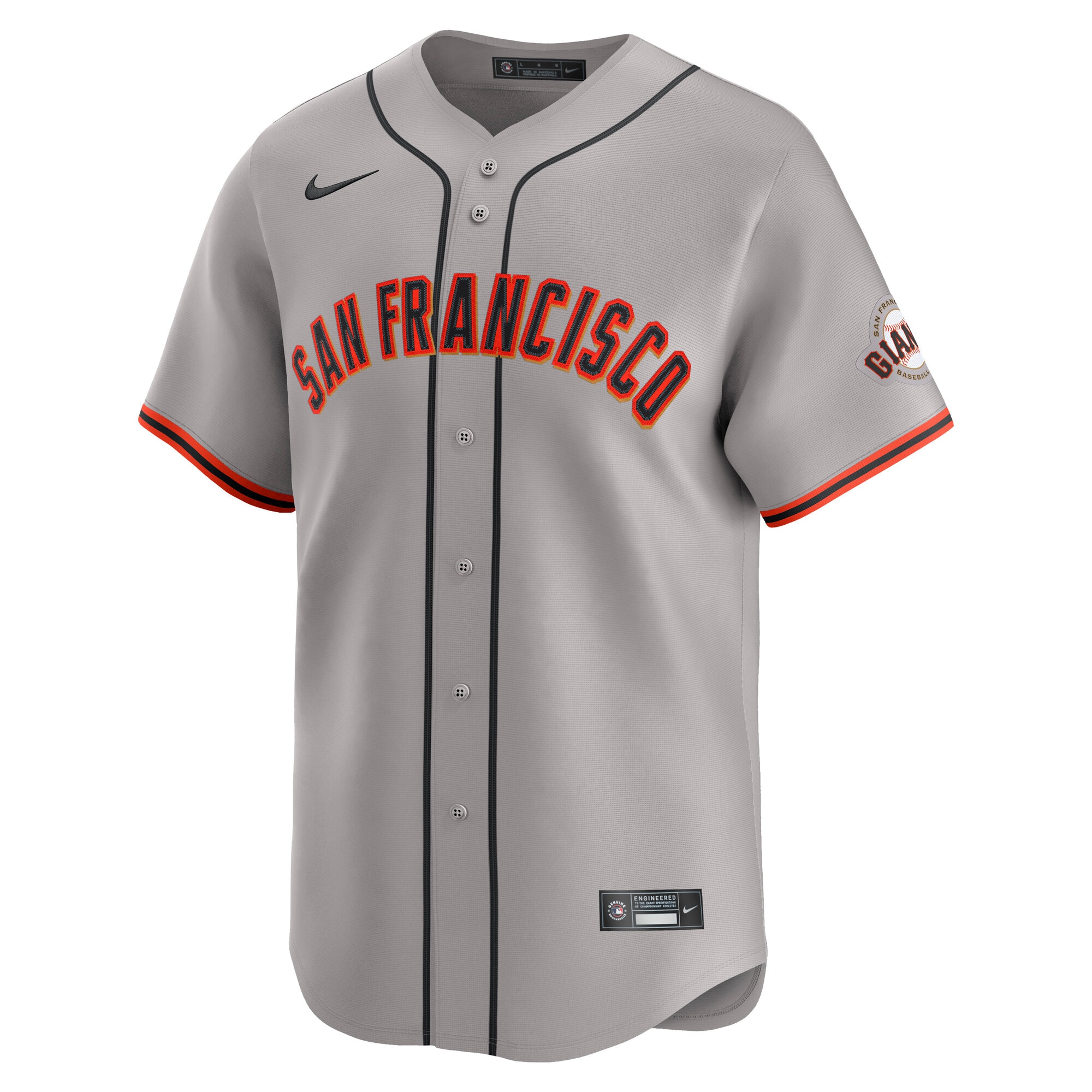 Alternative view of Men's San Francisco Giants Gray Away Limited Baseball Jersey 