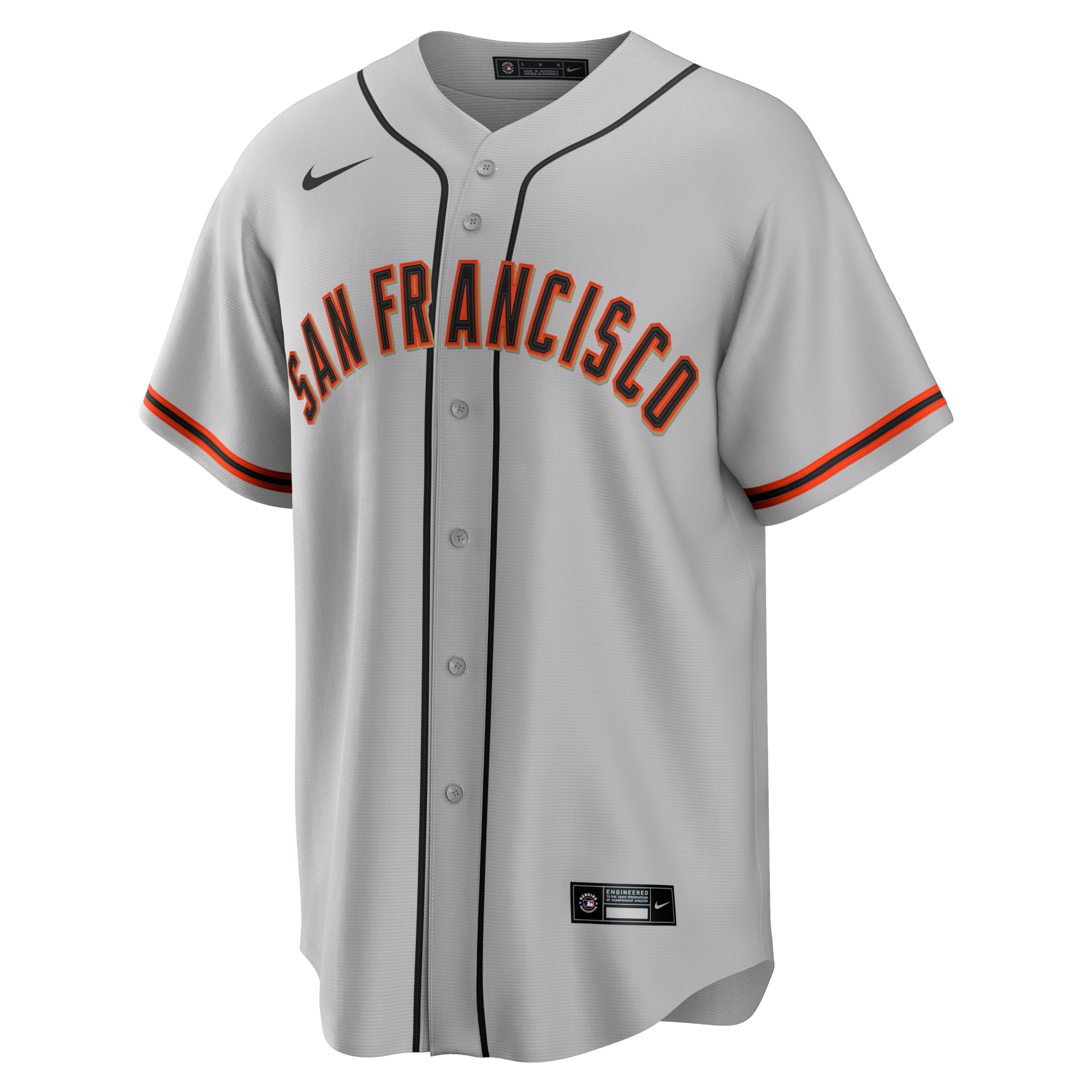 Alternative view of Men's San Francisco Giants Gray Road Team Baseball Jersey 