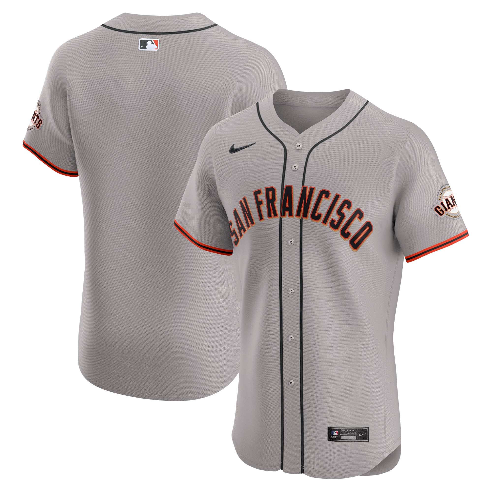 Men's San Francisco Giants Gray Road Vapor Premier Elite Patch Baseball Jersey 