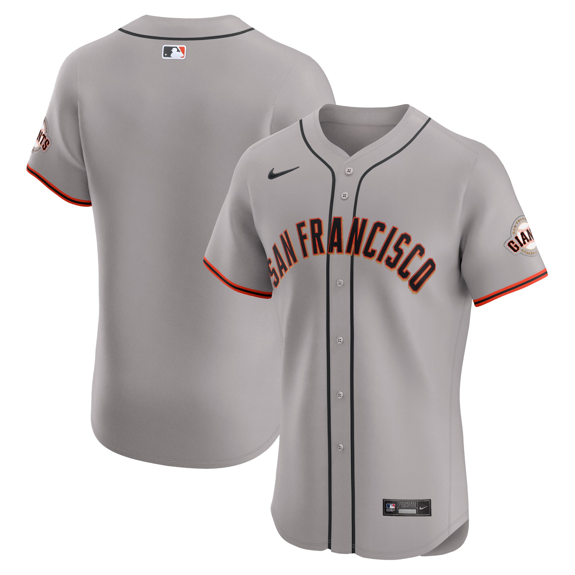 Men's San Francisco Giants Gray Road Vapor Premier Elite Patch Baseball Jersey 