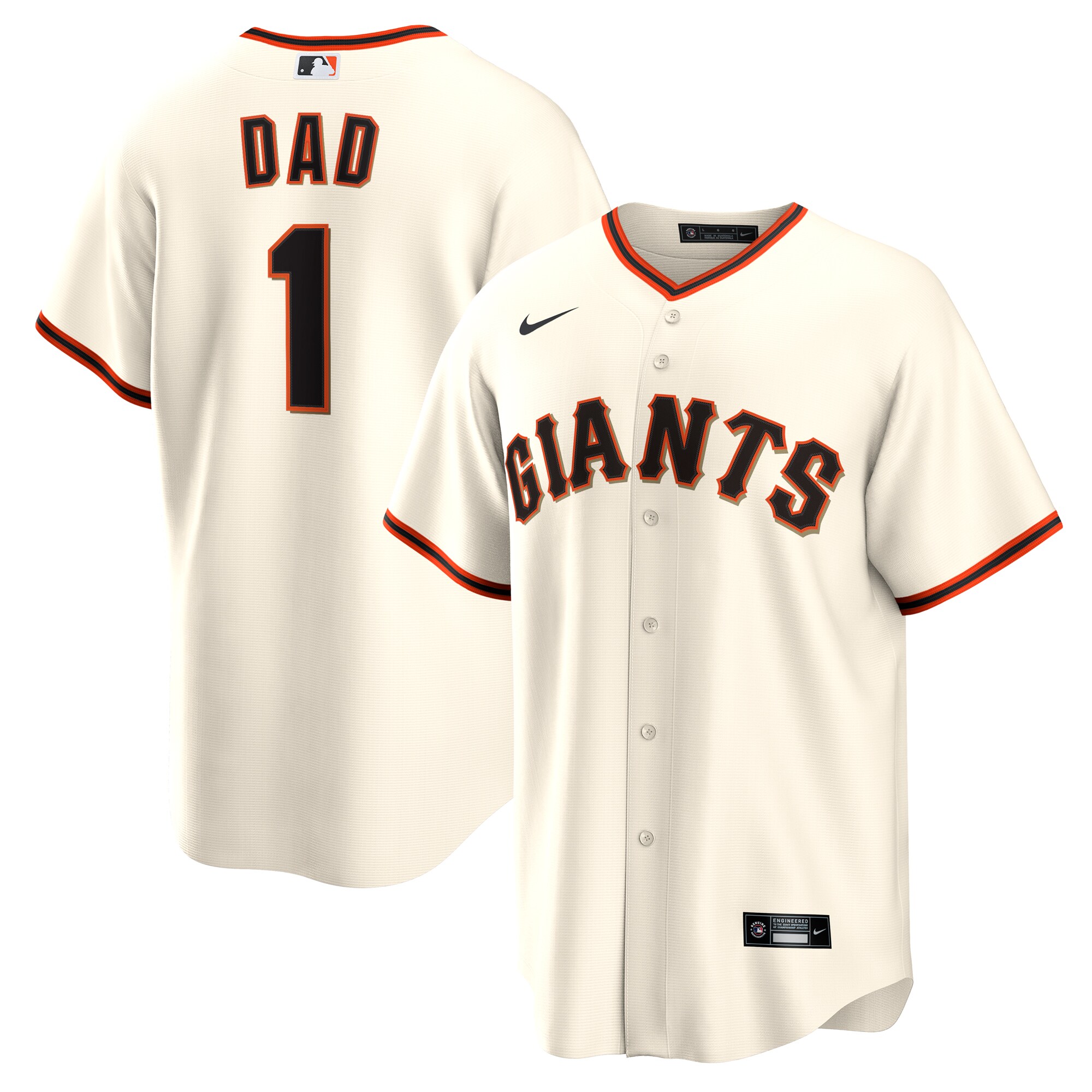 Men's San Francisco Giants White #1 Dad Home Baseball Jersey 