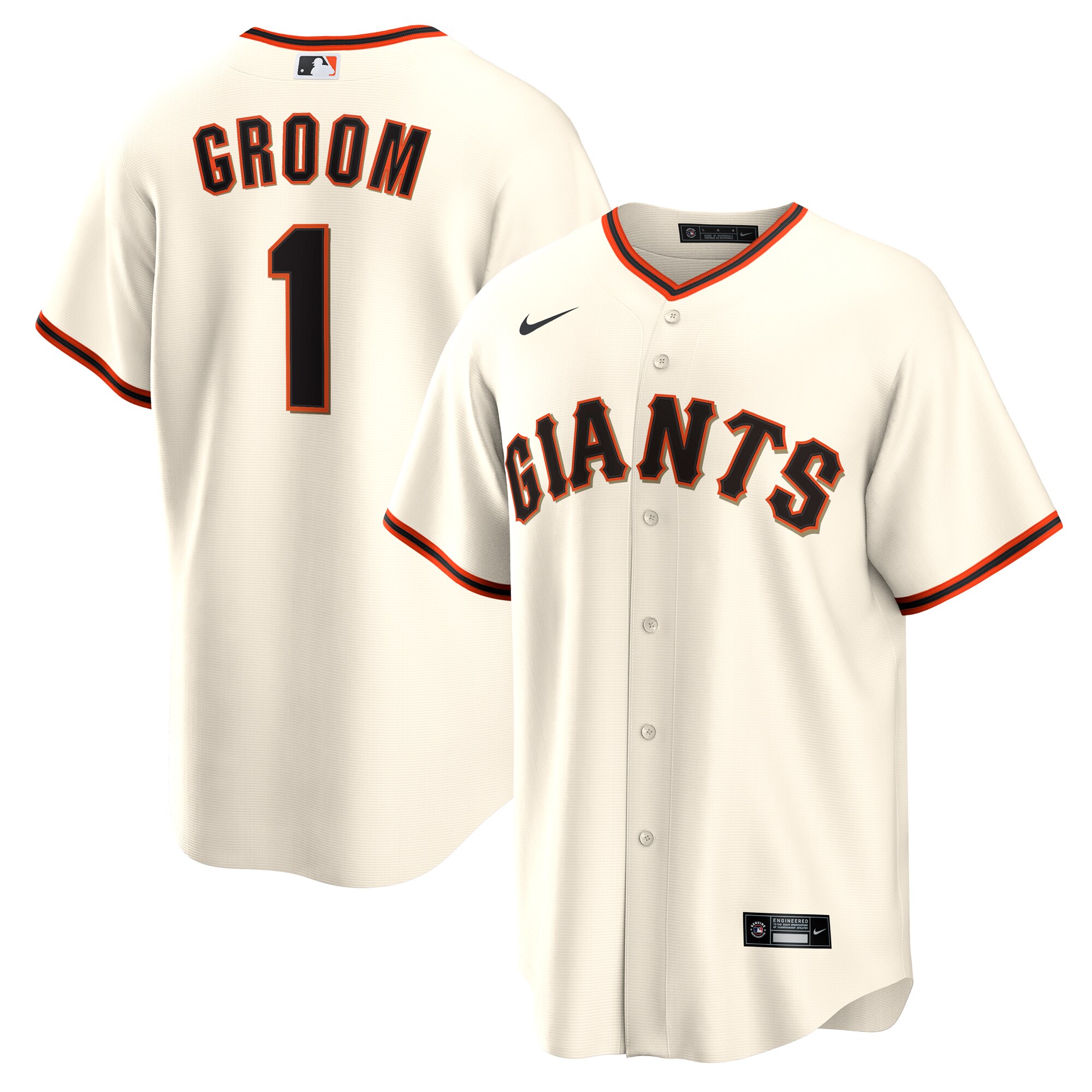 Men's San Francisco Giants White #1 Groom Home Baseball Jersey 
