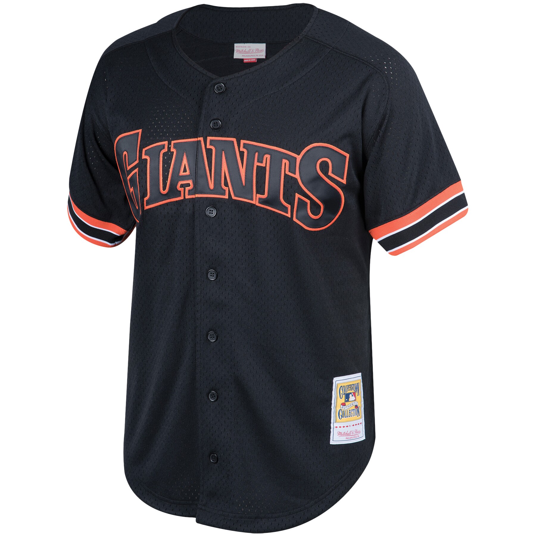 Alternative view of Men's San Francisco Giants Will Clark Mitchell & Ness Black Cooperstown Collection Mesh Batting Practice Button-Up Baseball Jersey 
