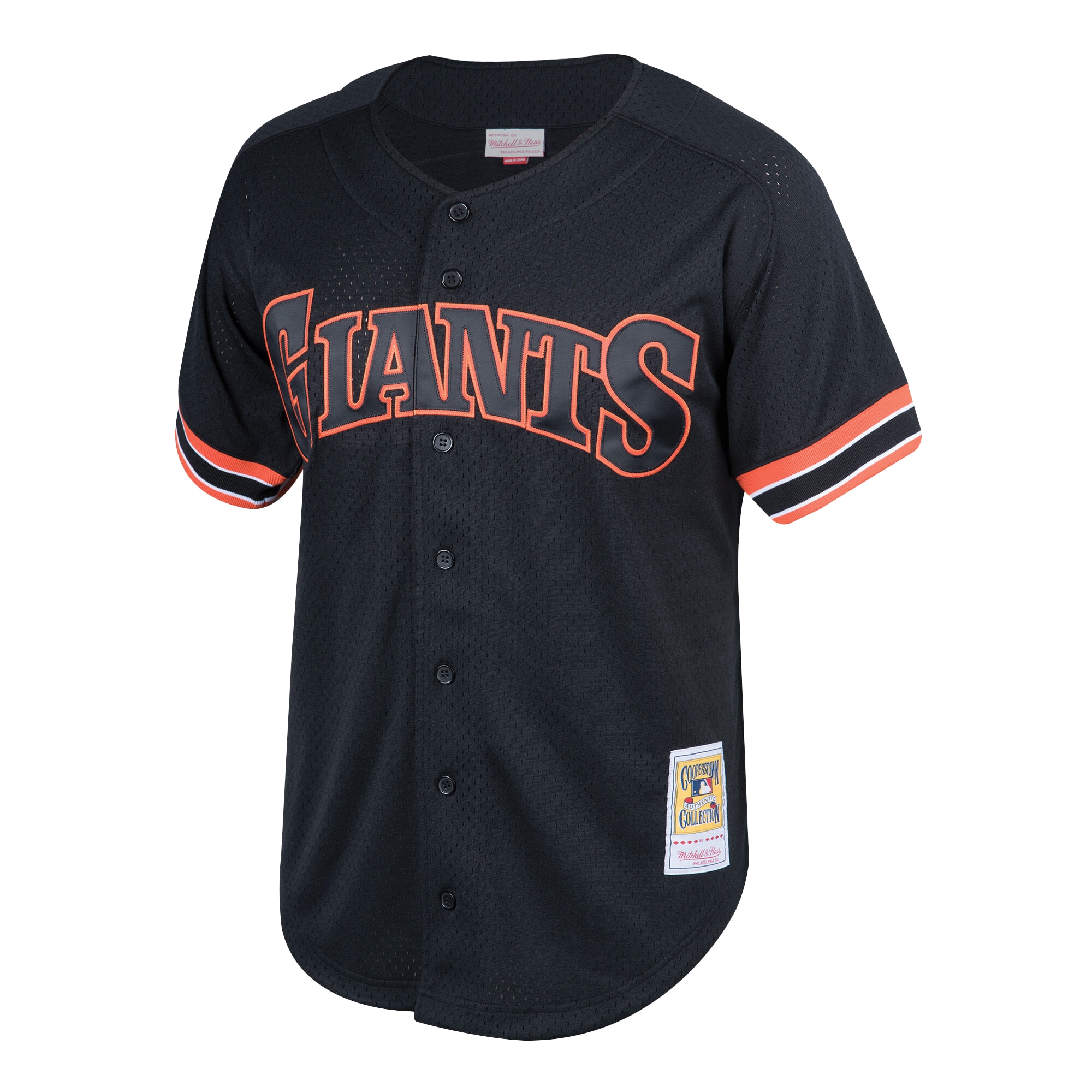 Alternative view of Men's San Francisco Giants Will Clark Mitchell & Ness Black Cooperstown Collection Mesh Batting Practice Button-Up Baseball Jersey 