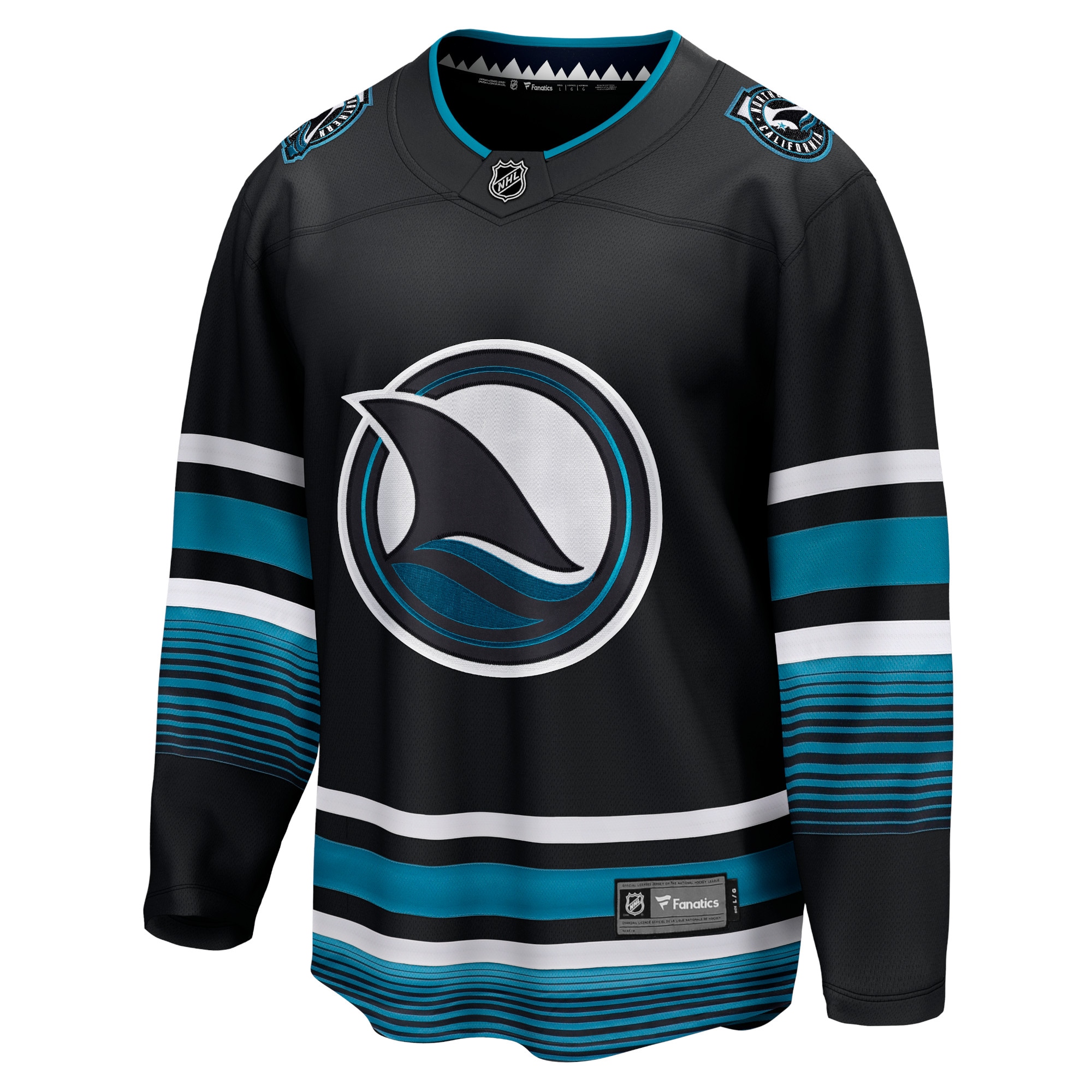 Alternative view of Men's San Jose Sharks Black Alternate Premier Breakaway Hockey Jersey - JS899 