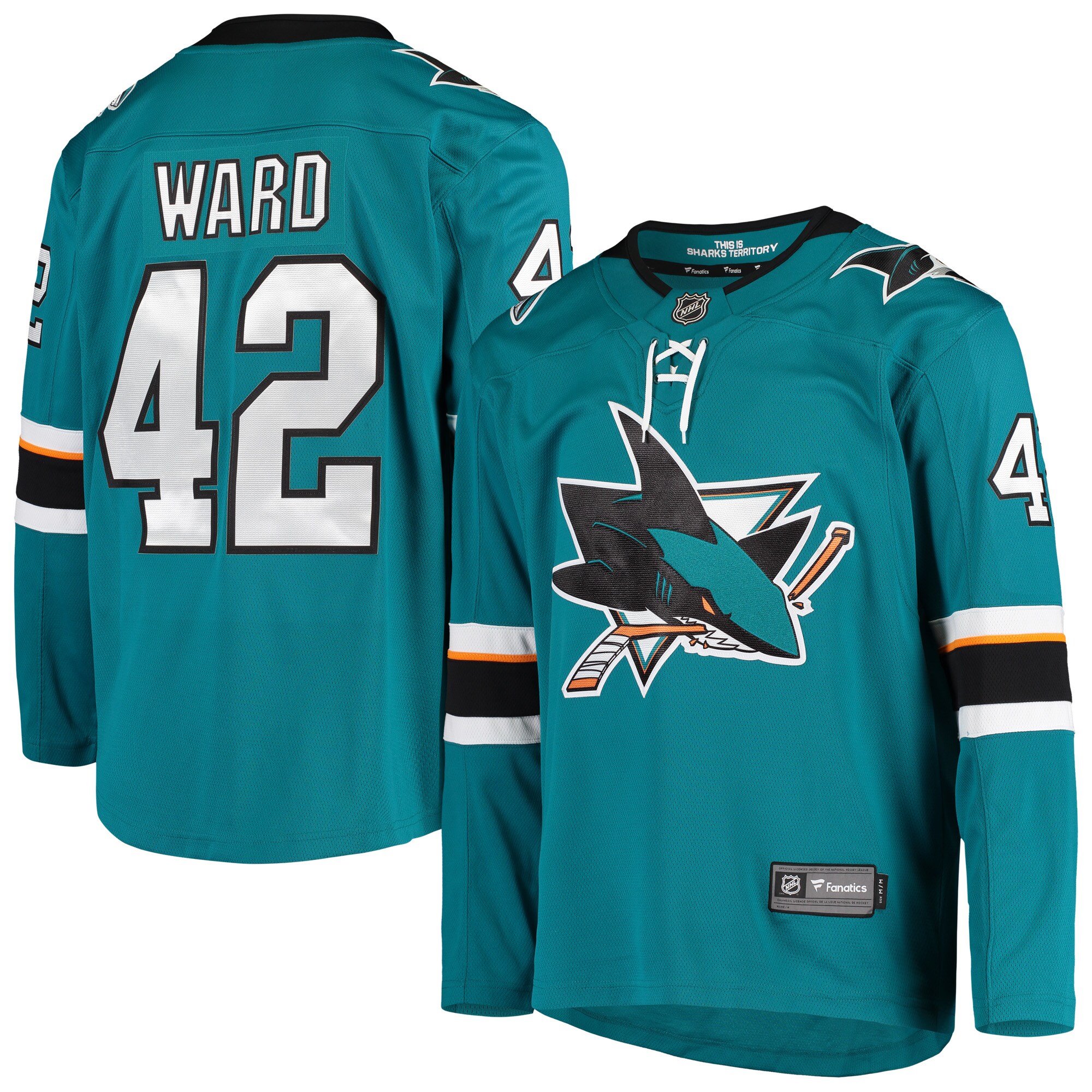 Men's San Jose Sharks Joel Ward Teal Breakaway Home Player Hockey Jersey - JS500 