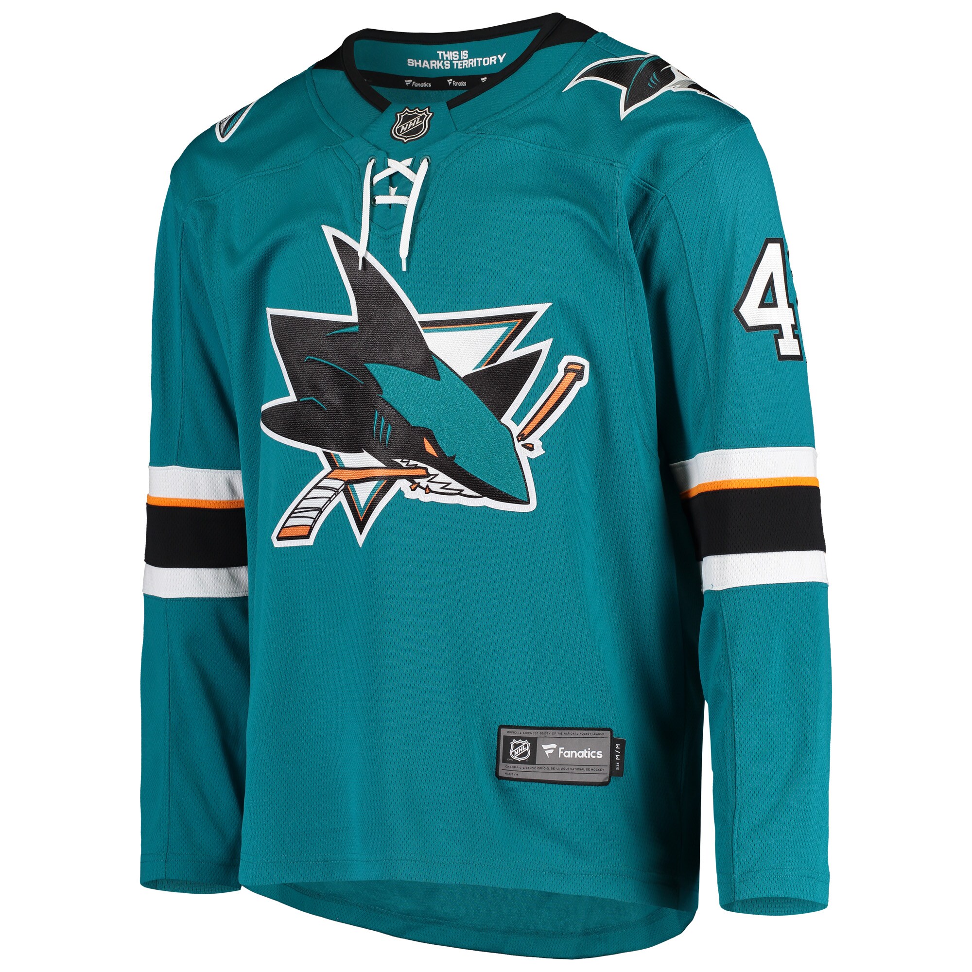 Alternative view of Men's San Jose Sharks Joel Ward Teal Breakaway Home Player Hockey Jersey - JS500 