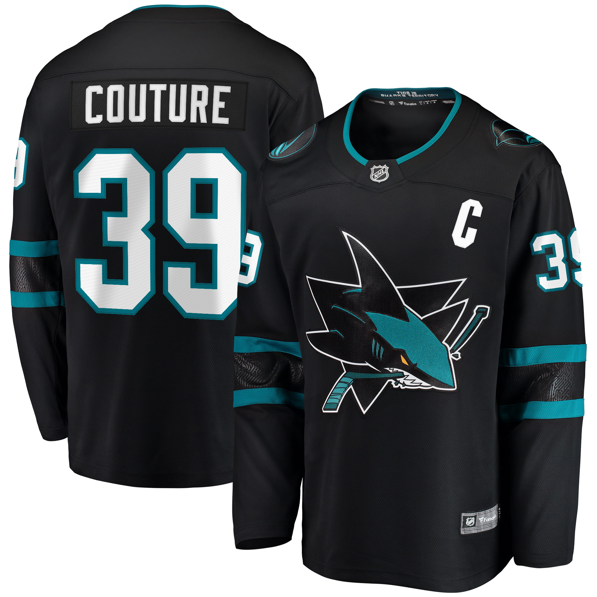 Men's San Jose Sharks Logan Couture Black Alternate Premier Breakaway Player Captain Hockey Jersey - JS186 